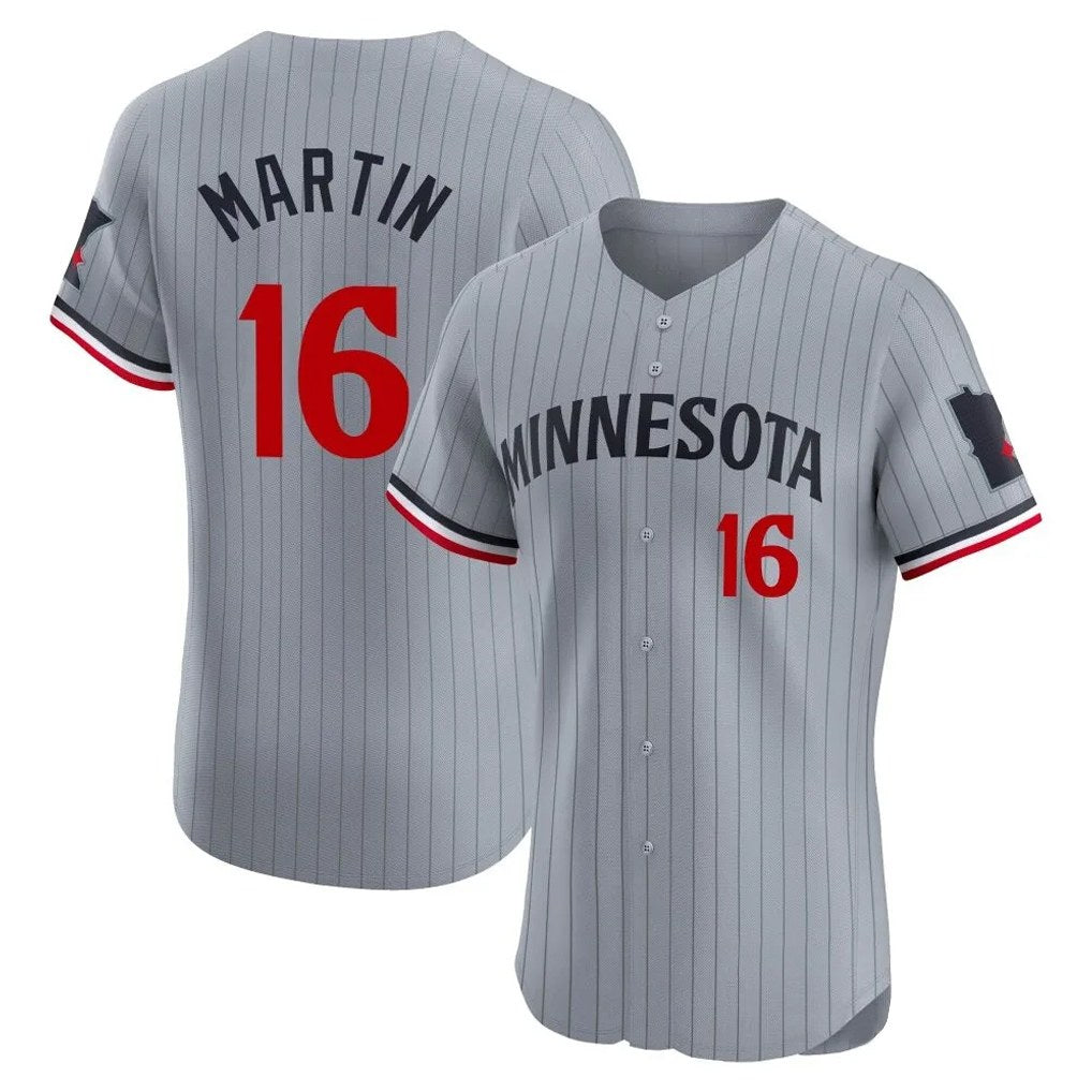 Minnesota Twins #16 Austin Martin Player Gray HeidiMiller Home Limited Elite Stitched Jerseys