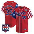 Baltimore Orioles #35 Adley Rutschman Player Red HeidiMiller USA 250 Independence Day Vapor Premier Limited Home Game Stitched Jerseys