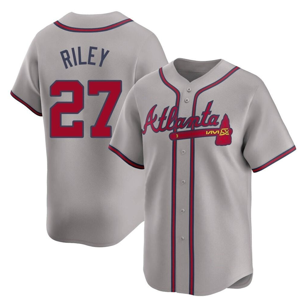 Atlanta Braves #27 Austin Riley Player Gray HeidiMiller Limited Home Game Stitched Jerseys