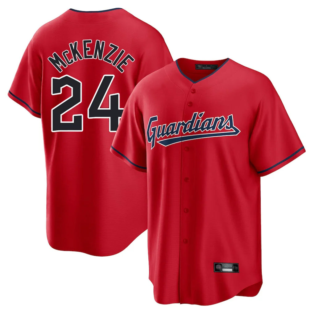Cleveland Guardians #24 Triston McKenzie Player Red HeidiMiller Home Game Stitched Jerseys