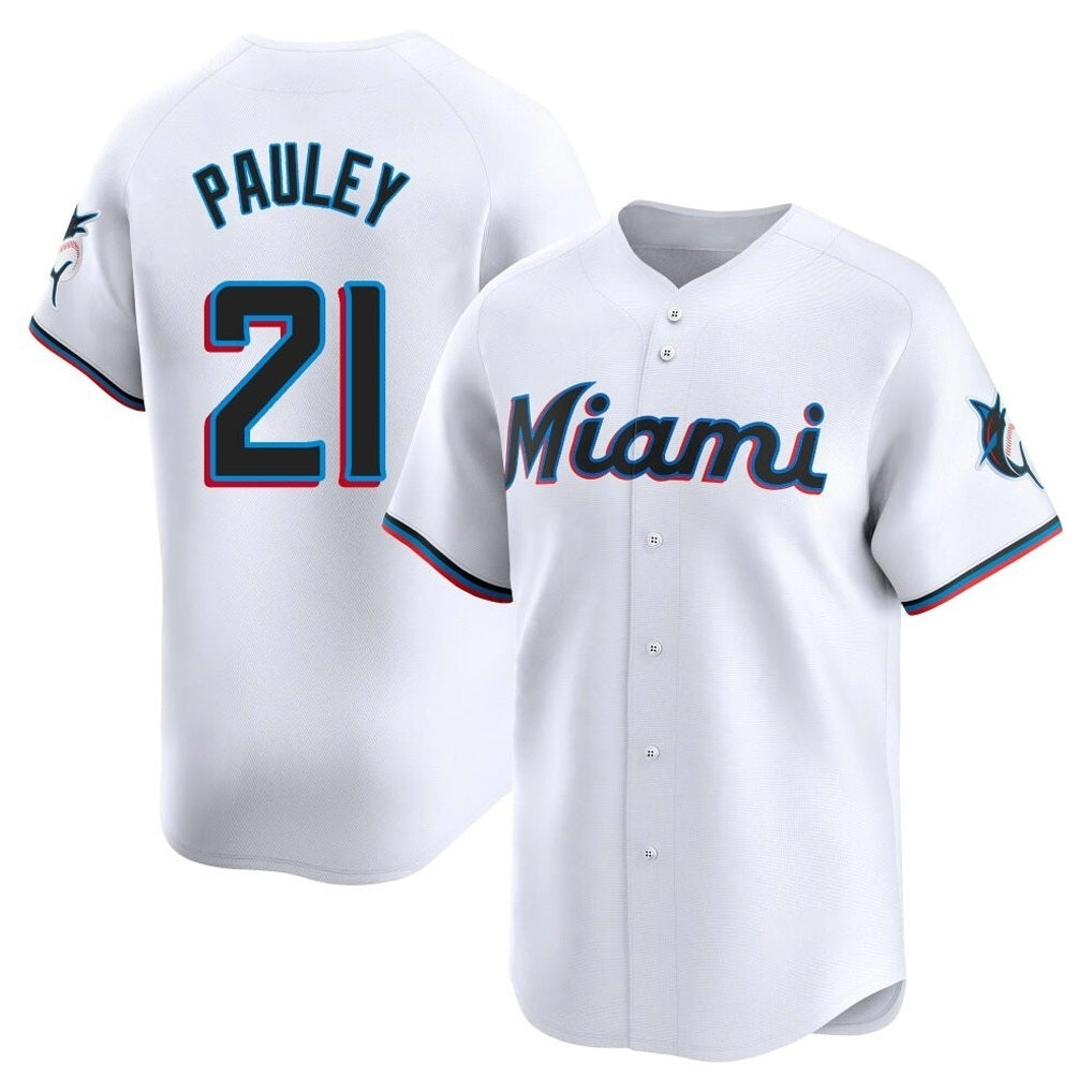 Miami Marlins #21 Graham Pauley Player White HeidiMiller Home Limited Stitched Jerseys
