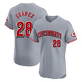 Cincinnati Reds #28 Eugenio Su¨¢rez Player Gray HeidiMiller Limited Elite Home Stitched Jerseys