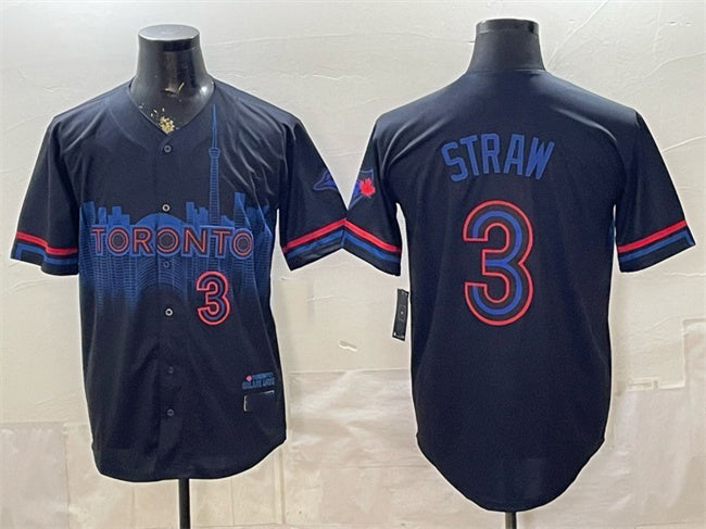 Toronto Blue Jays #3 Myles Straw Navy HeidiMiller 2024 City Connect Limited Stitched Jersey