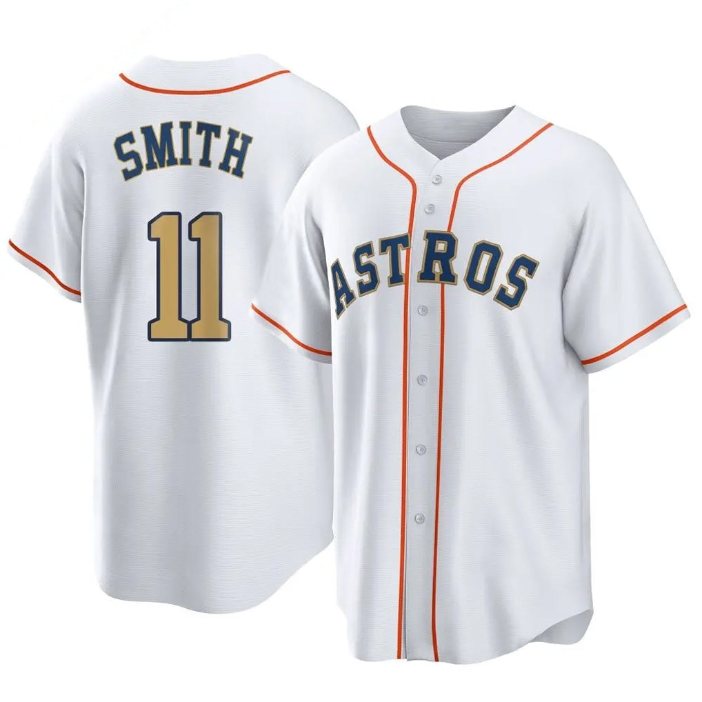 Houston Astros #11 Cam Smith Player Gold HeidiMiller Collection Game Home Stitched Jerseys