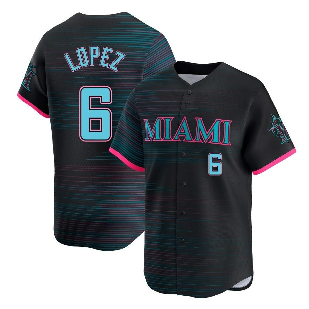 Miami Marlins #6 Otto Lopez Player Black HeidiMiller City Connect Home Limited Stitched Jerseys