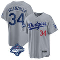 Los Angeles Dodgers #34 Fernando Valenzuela Player Gray HeidiMiller World Series Meet Game Home Stitched Jerseys