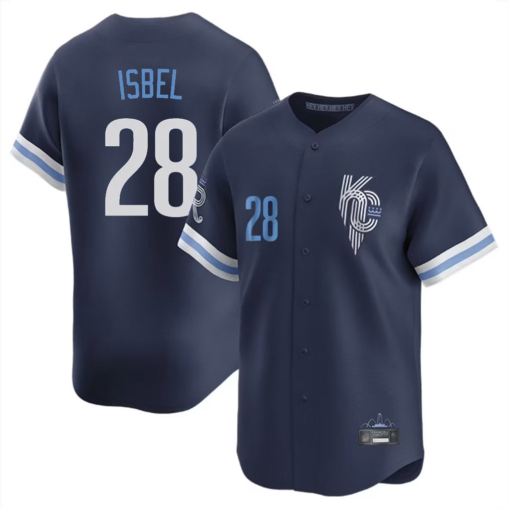 Kansas City Royals #28 Kyle Isbel Player Navy HeidiMiller City Connect Limited Home Stitched Jerseys