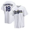 Los Angeles Dodgers #18 Yoshinobu Yamamoto Player Gold White HeidiMiller 2026 Collection Stadium Game Stitched Jerseys