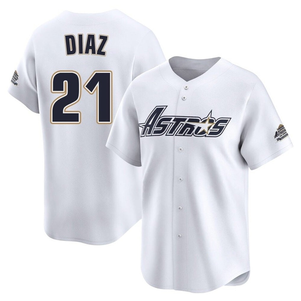Houston Astros #21 Yainer Diaz Player White HeidiMiller Throwback Cooperstown Collection Limited Stitched Jerseys