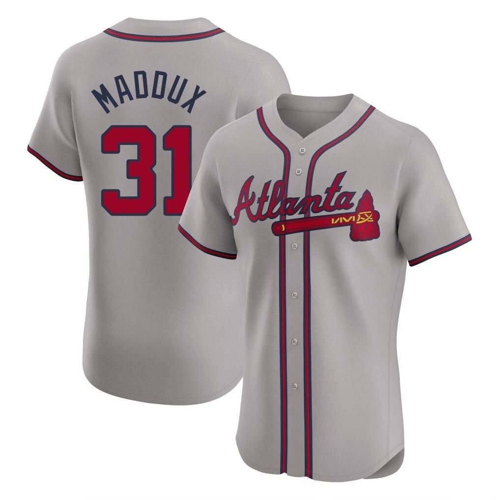 Atlanta Braves #31 Greg Maddux Player Gray HeidiMiller Limited Elite Home Game Stitched Jerseys