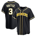 Milwaukee Brewers #3 Joey Ortiz Player Black HeidiMiller Fashion Out Home Game Stitched Jerseys