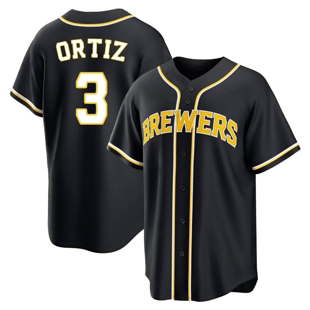 Milwaukee Brewers #3 Joey Ortiz Player Black HeidiMiller Fashion Out Home Game Stitched Jerseys