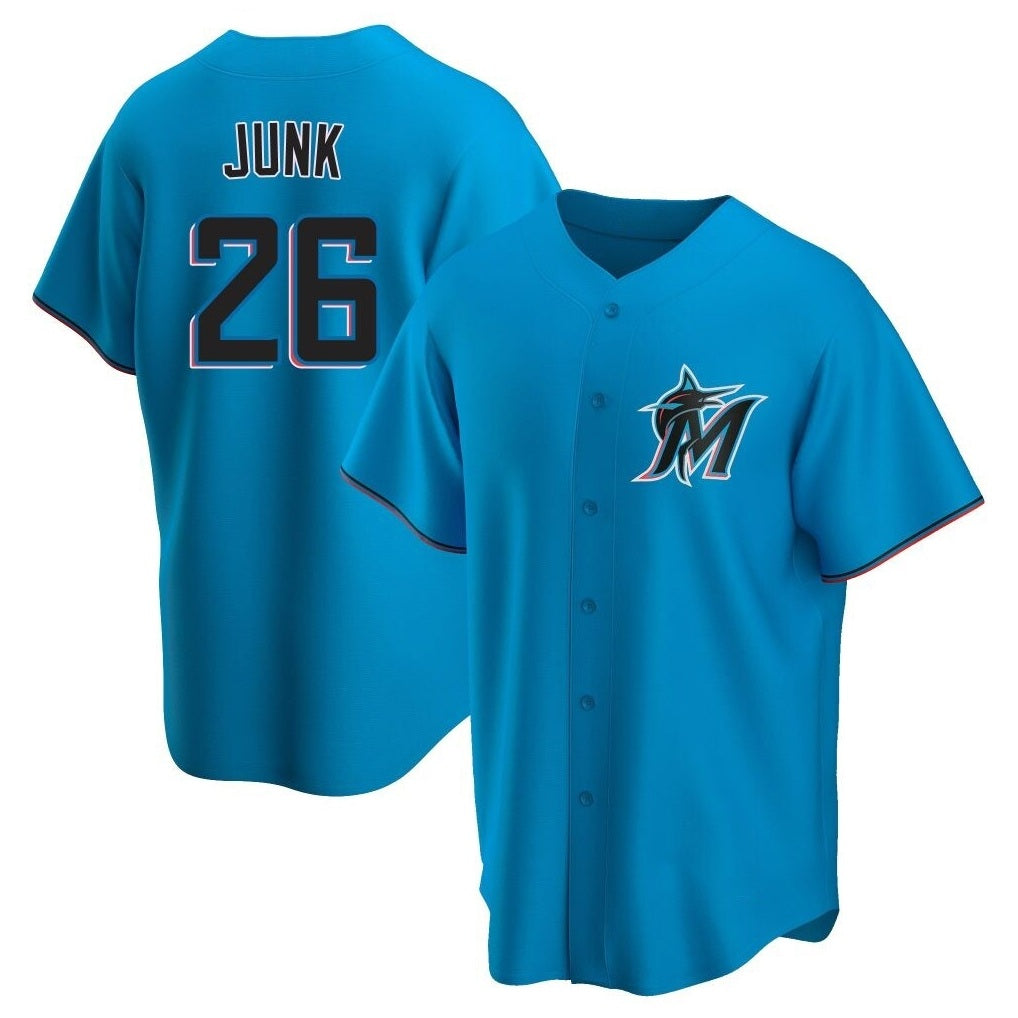 Miami Marlins #26 Janson Junk Player Blue HeidiMiller Home Game Stitched Jerseys