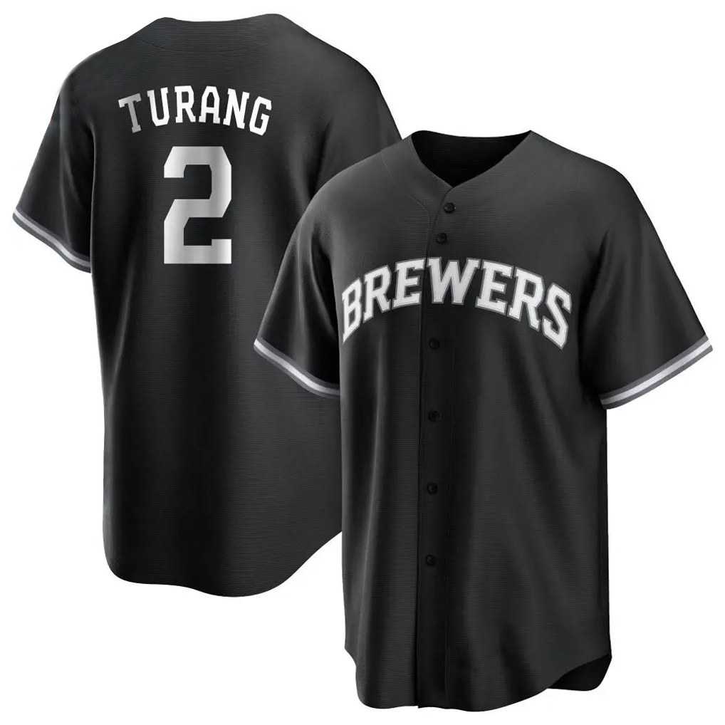 Milwaukee Brewers #2 Brice Turang Player Black HeidiMiller Game Home Stitched Jerseys