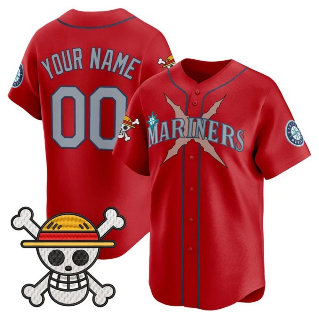 Custom Seattle Mariners x One Piece Red HeidiMiller Vapor Premier Limited Jersey - Stitched