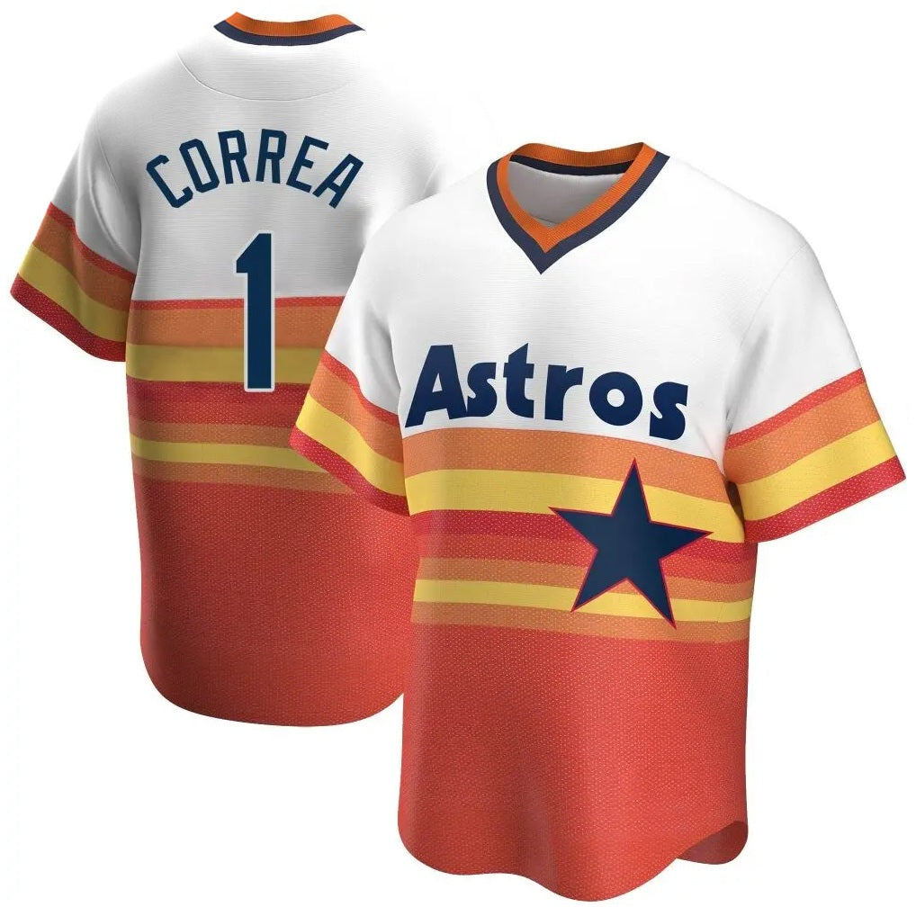 Houston Astros #1 Carlos Correa Player Rainbow Cooperstown Collection HeidiMiller T-shirt Stitched Jerseys