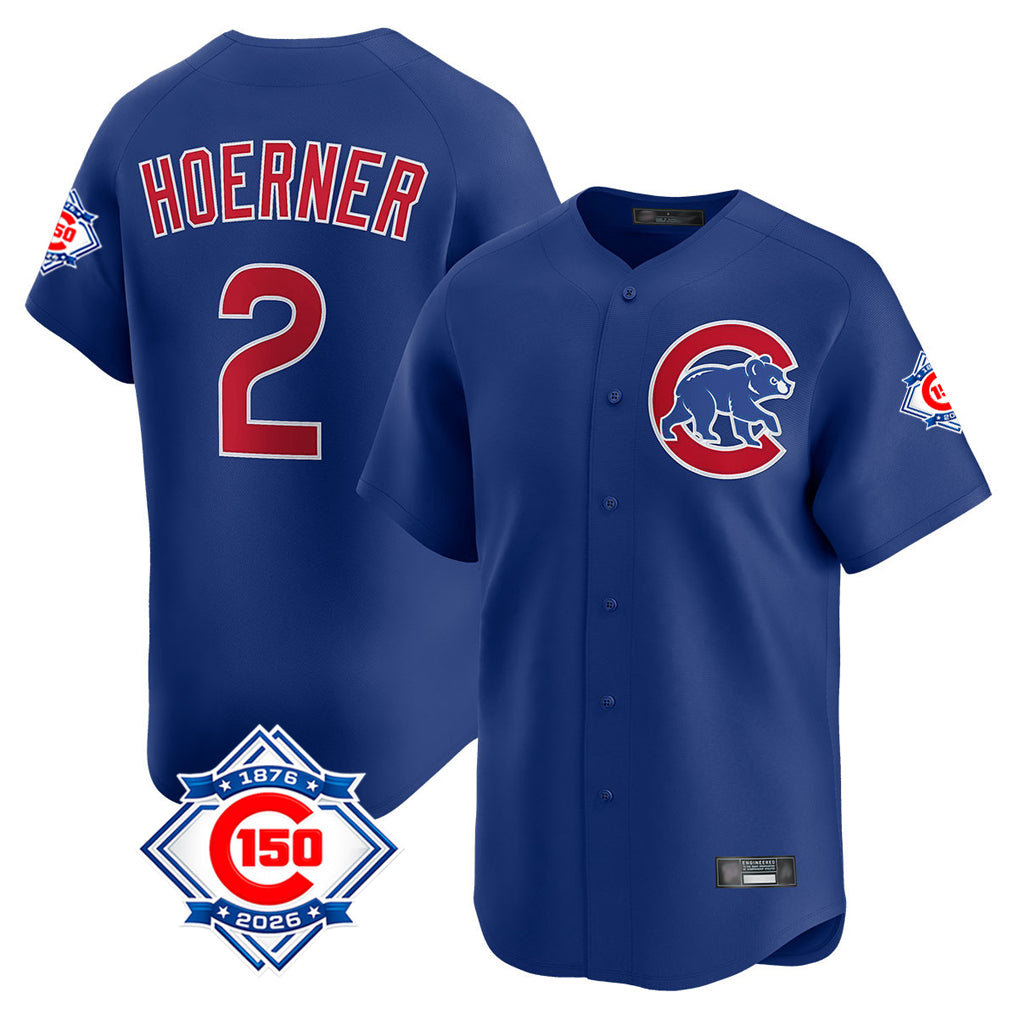 Chicago Cubs #2 Nico Hoerner Player Royal HeidiMiller 150th Anniversary Limited Home Stitched Jerseys