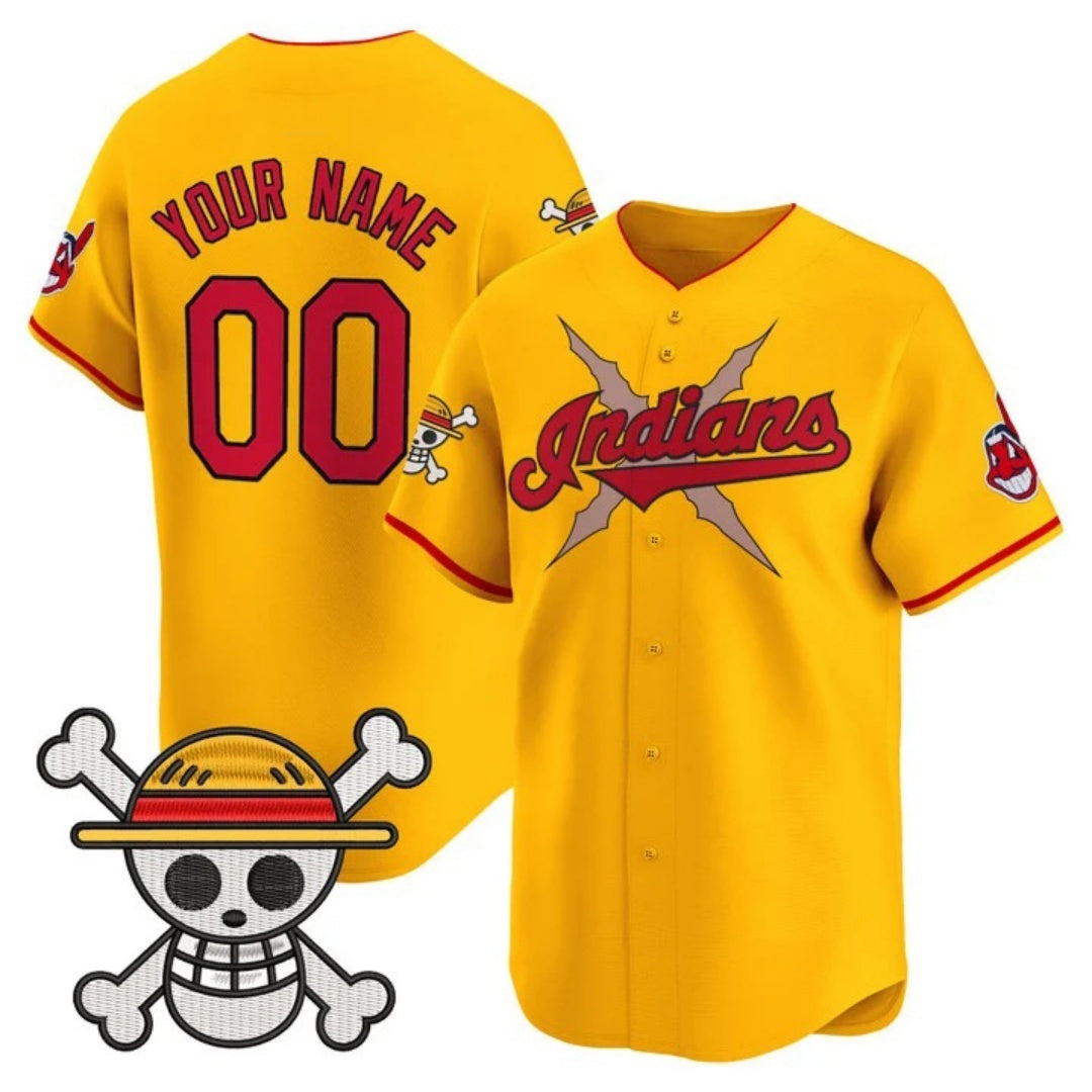 Custom Cleveland Indians x One Piece Gold HeidiMiller Vapor Premier Limited Jersey - Stitched