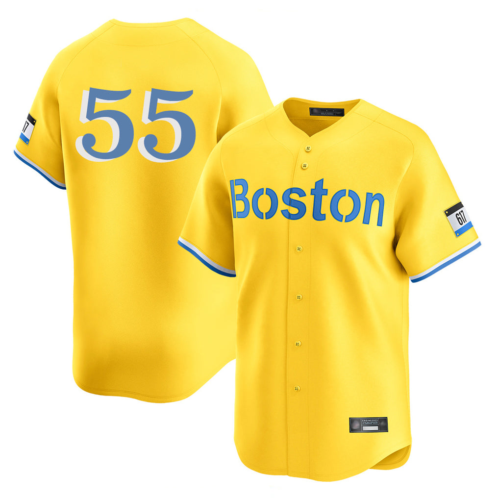 Boston Red Sox #55 Ranger Suarez Player Yellow HeidiMiller Limited Home Game Stitched Jerseys1