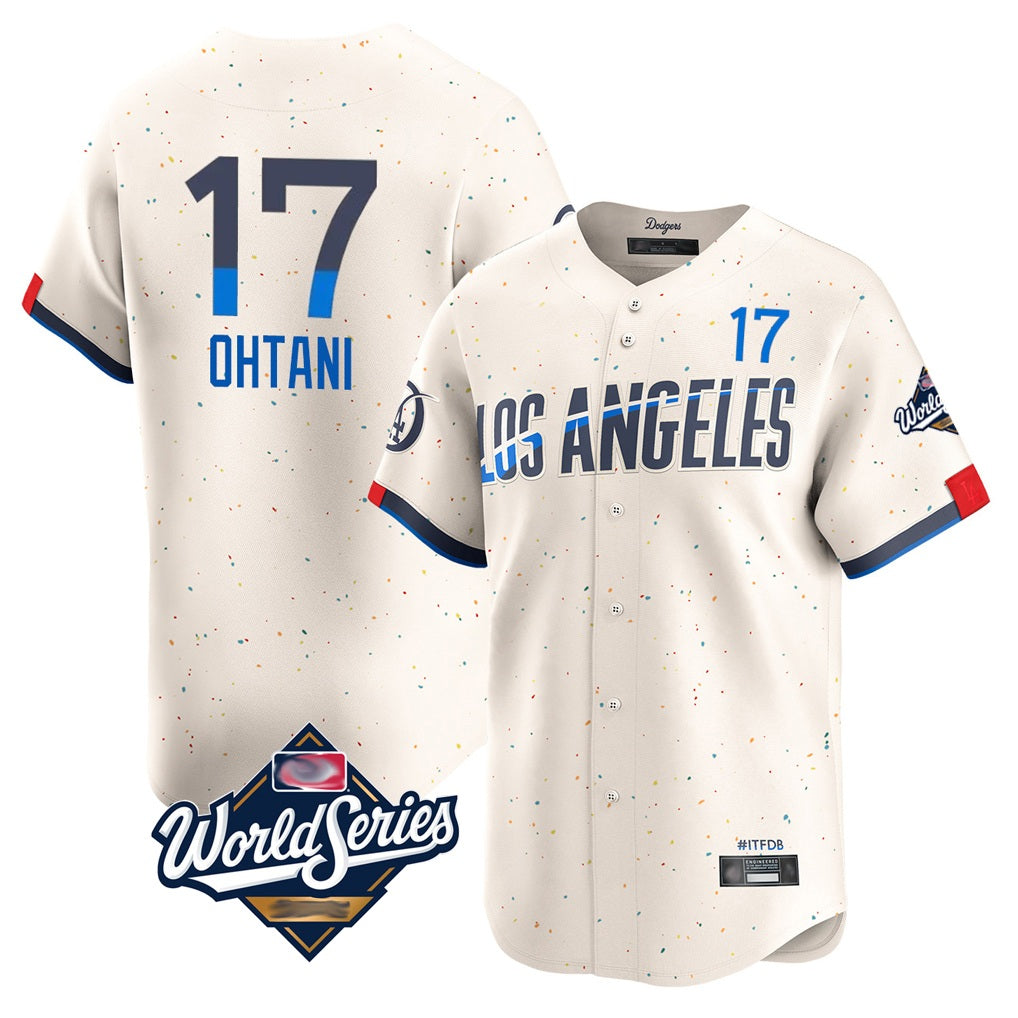 Los Angeles Dodgers #17 Shohei Ohtani Player Cream HeidiMiller World Series City Connect Limited Home Stitched Jerseys