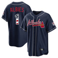 Atlanta Braves #1 Ozzie Albies Player Navy HeidiMiller USA 250 Fourth Of July Limited Home Game Stitched Jerseys