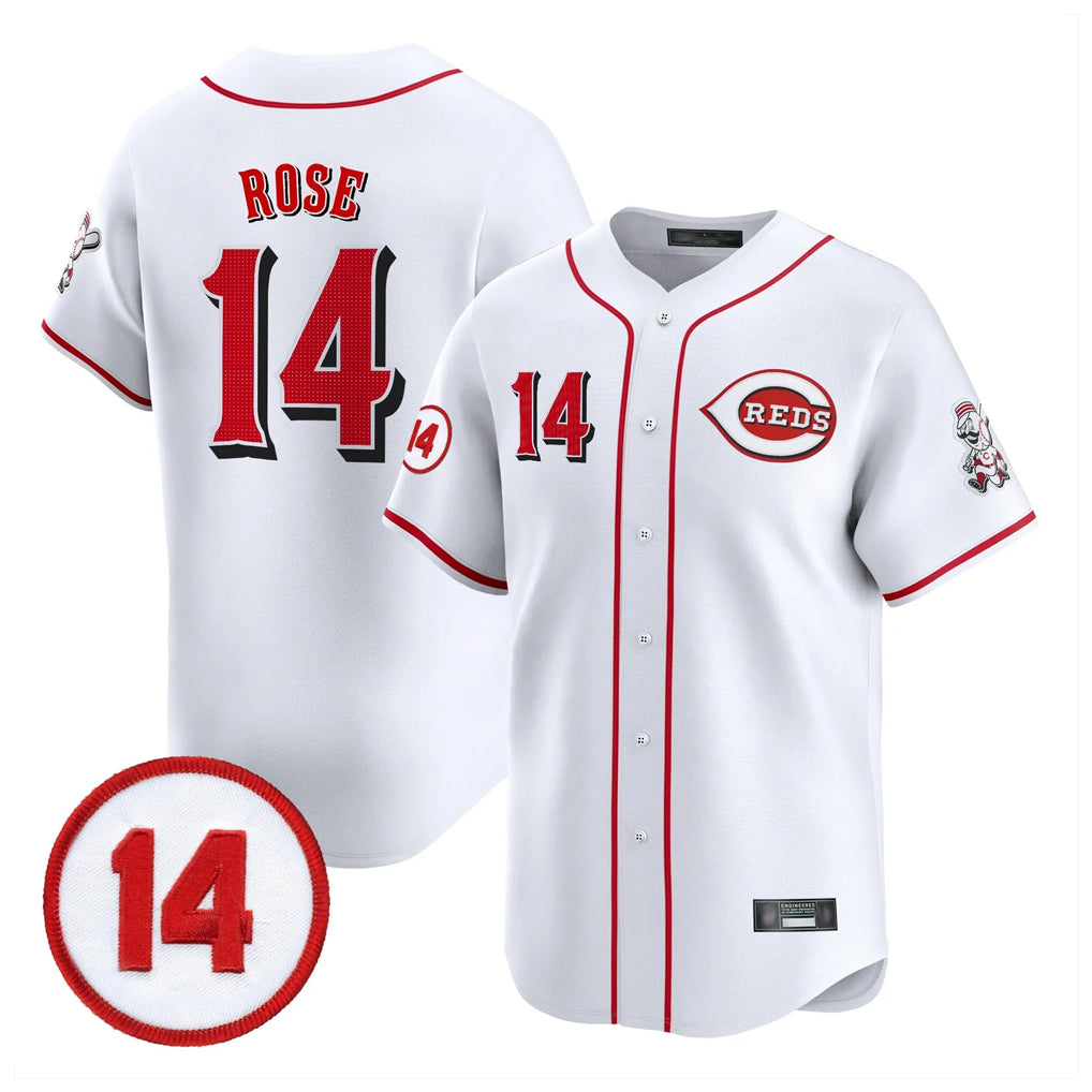 Cincinnati Reds #14 Pete Rose Player White HeidiMiller Vapor Premier Limited Home Stitched Jerseys