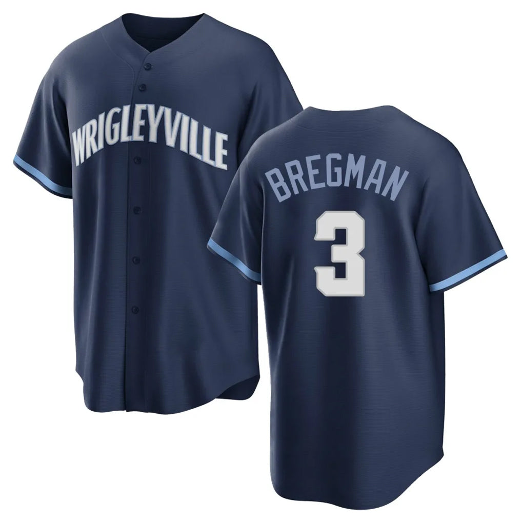 Chicago Cubs #3 Alex Bregman Player Navy HeidiMiller City Connect Home Game Stitched Jerseys