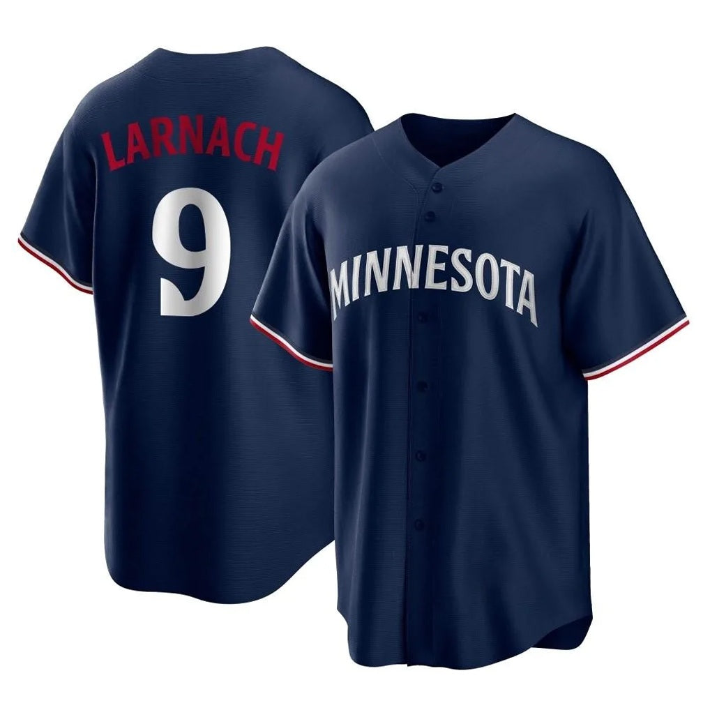 Minnesota Twins #9 Trevor Larnach Player Navy HeidiMiller Replica Alternate Home Stitched Jerseys