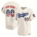 Custom Los Angeles Dodgers Cream HeidiMiller USA 250 Fourth of July Limited Stitched Jersey