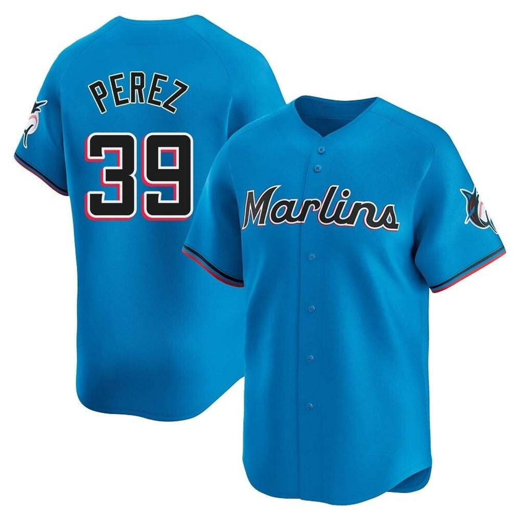 Miami Marlins #39 Eury Perez Player Blue HeidiMiller Home Limited Stitched Jerseys