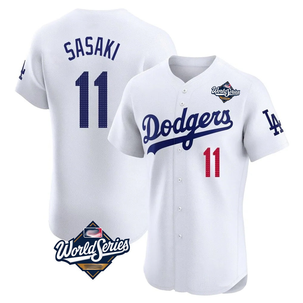 Los Angeles Dodgers #11 Roki Sasaki Player White HeidiMiller World Series Limited Elite Home Stitched Jerseys