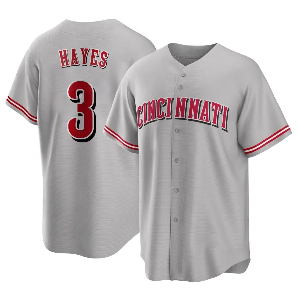 Cincinnati Reds #3 Ke'Bryan Hayes Player Gray HeidiMiller Home Game Stitched Jerseys