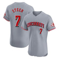 Cincinnati Reds #7 Spencer Steer Player Gray HeidiMiller Limited Elite Home Stitched Jerseys