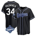 Los Angeles Dodgers #34 Fernando Valenzuela Player Black HeidiMiller World Series Meet Carbon Limited Home Stitched Jerseys