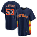 Houston Astros #53 Cristian Javier Player Navy HeidiMiller Home Game Stitched Jerseys
