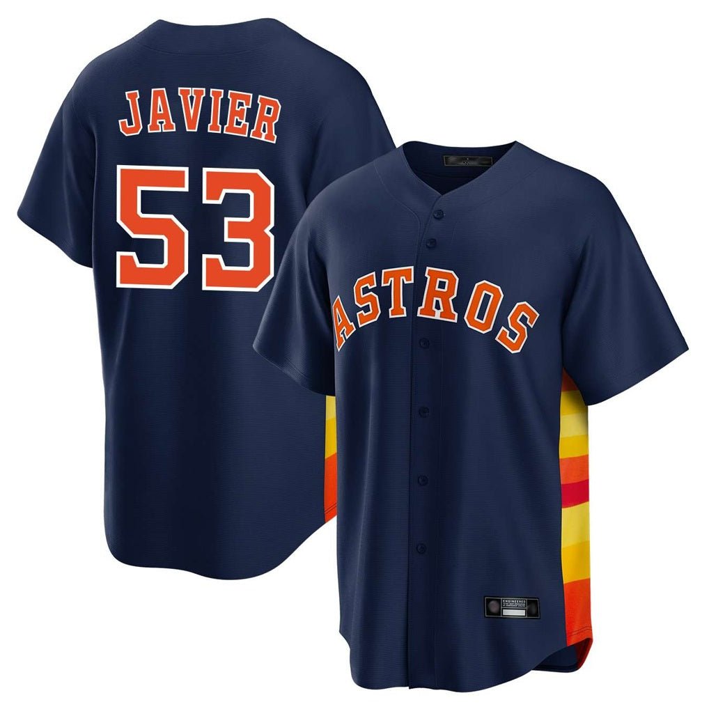 Houston Astros #53 Cristian Javier Player Navy HeidiMiller Home Game Stitched Jerseys