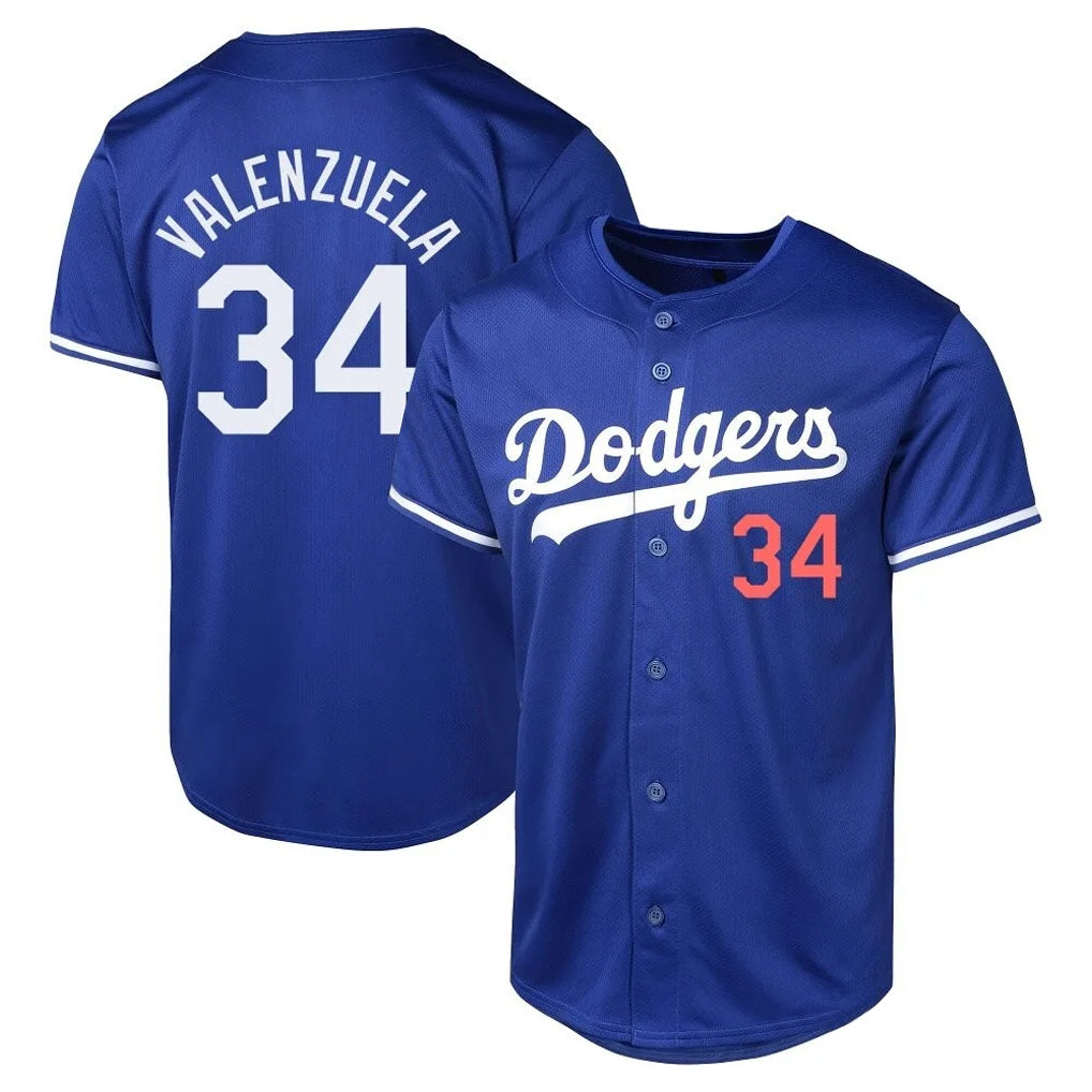 Los Angeles Dodgers #34 Fernando Valenzuela Player Royal HeidiMiller Limited World Series Stitched Jerseys