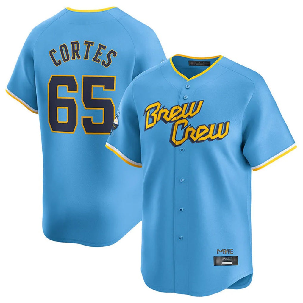 Milwaukee Brewers #65 Nestor Cortes Player Light Blue HeidiMiller City Connect Home Limited Stitched Jerseys