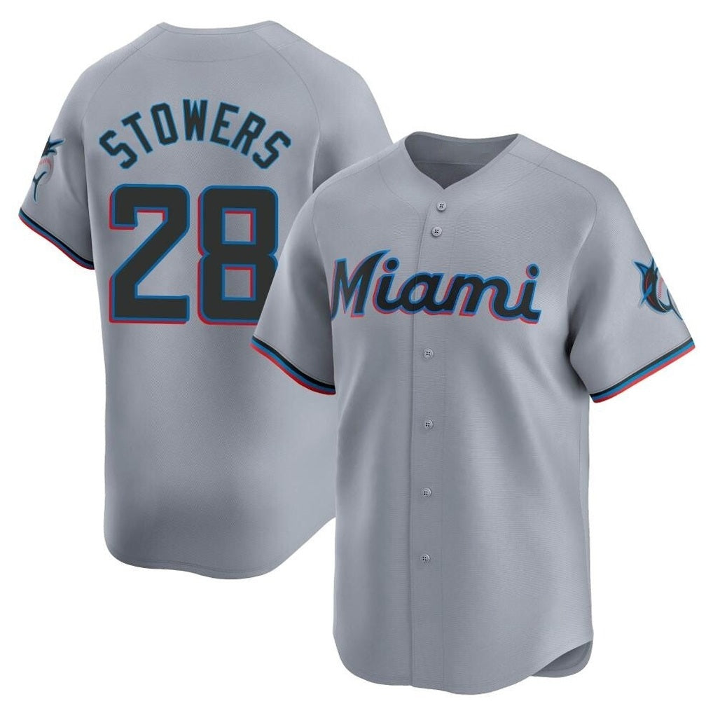 Miami Marlins #28 Kyle Stowers Player Gray HeidiMiller Home Limited Stitched Jerseys