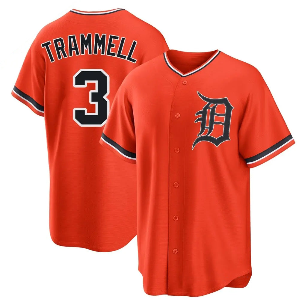Detroit Tigers #3 Alan Trammell Player Orange HeidiMiller Home Game Stitched Jerseys