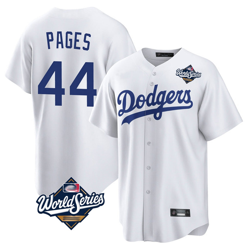 Los Angeles Dodgers #44 Andy Pages Player White HeidiMiller World Series Game Home Stitched Jerseys