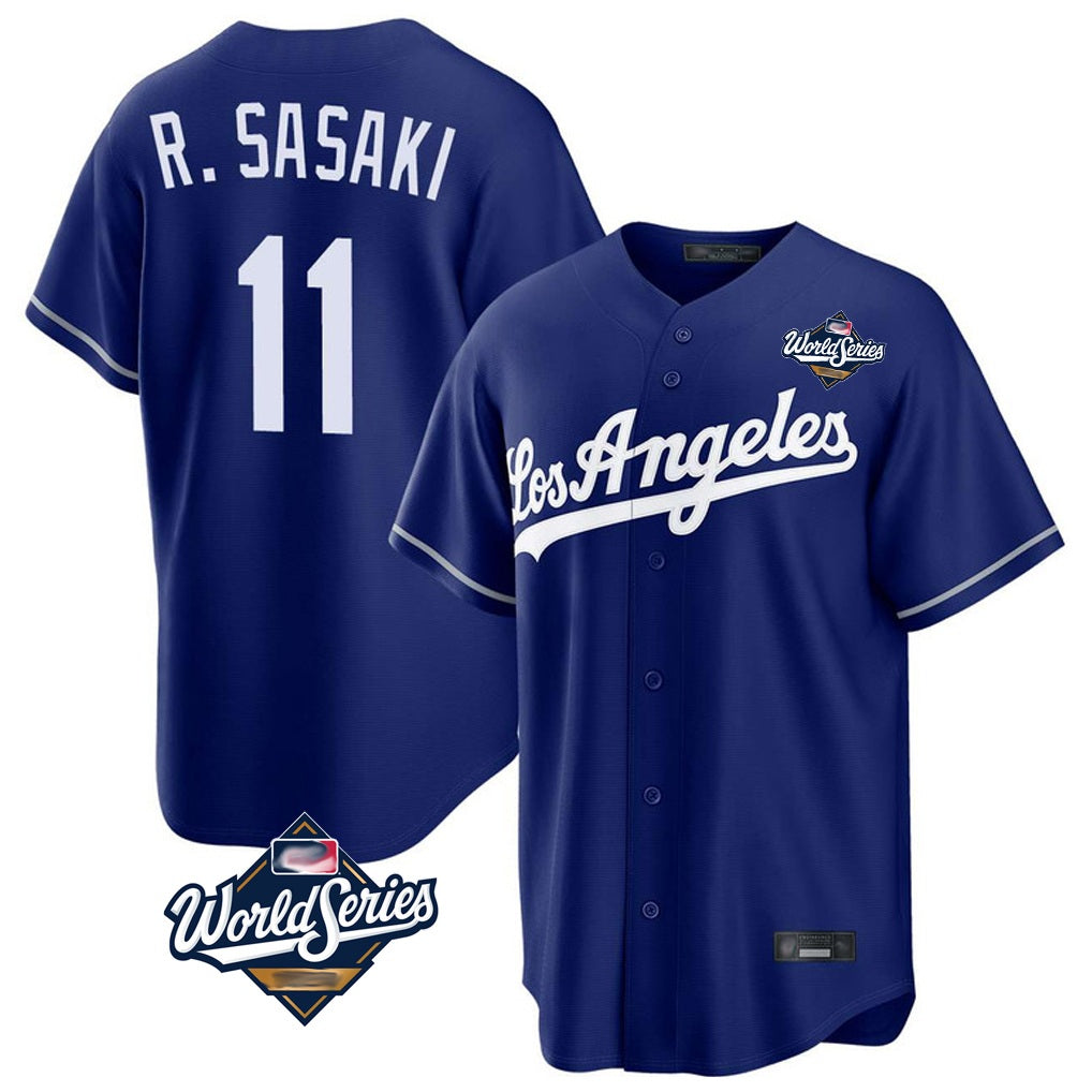 Los Angeles Dodgers #11 Roki Sasaki Player Royal HeidiMiller World Series Game Stitched Jerseys