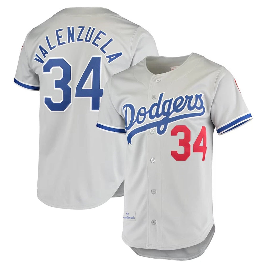 Los Angeles Dodgers #34 Fernando Valenzuela Player Gray HeidiMiller Throwback 1981 Stitched Jerseys