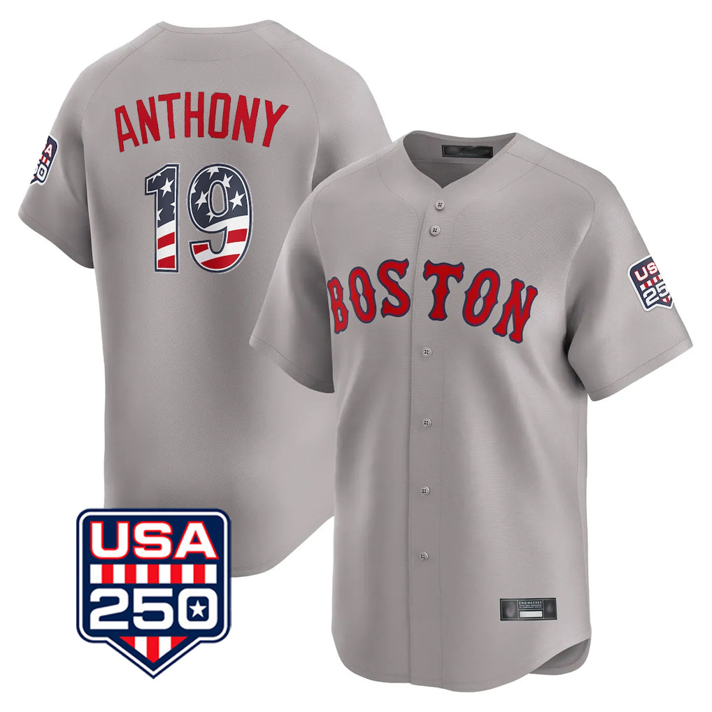 Boston Red Sox #19 Roman Anthony Player Gray HeidiMiller Road USA 250 Fourth of July Limited Home Game Stitched Jerseys