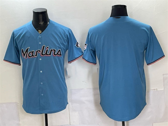Miami Marlins Blank Blue HeidiMiller Cool Base Stitched Jersey