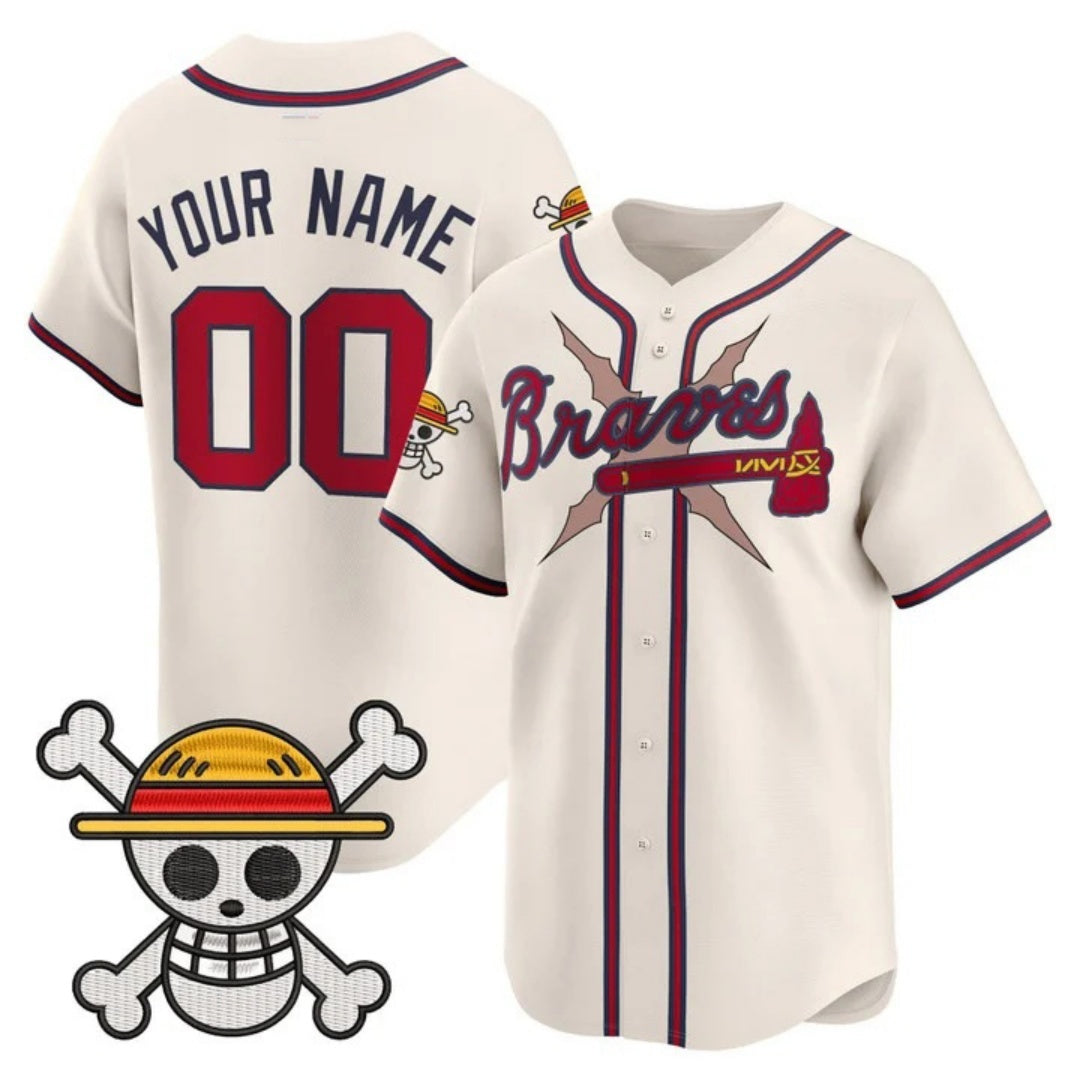 Custom Atlanta Braves x One Piece Cream HeidiMiller Vapor Premier Limited Jersey - Stitched