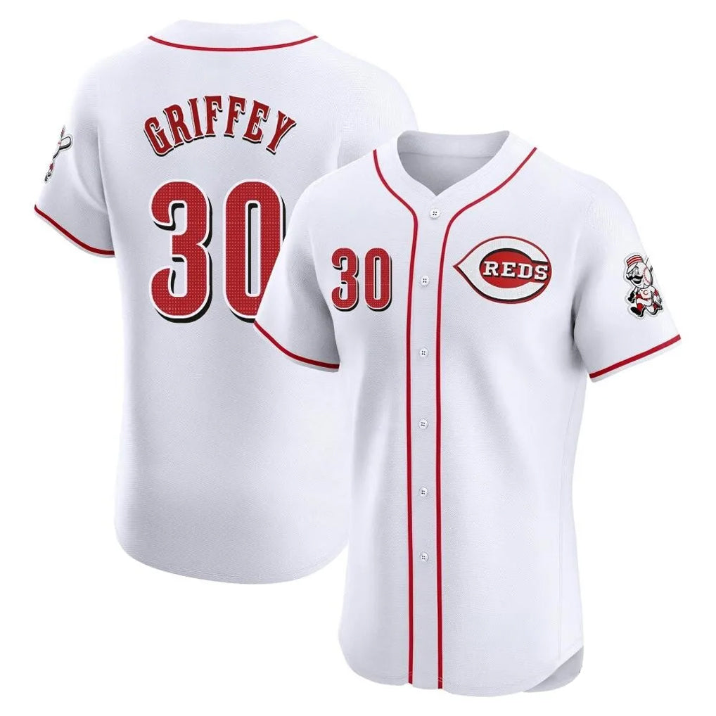 Cincinnati Reds #30 Ken Griffey Player White HeidiMiller Limited Elite Home Stitched Jerseys