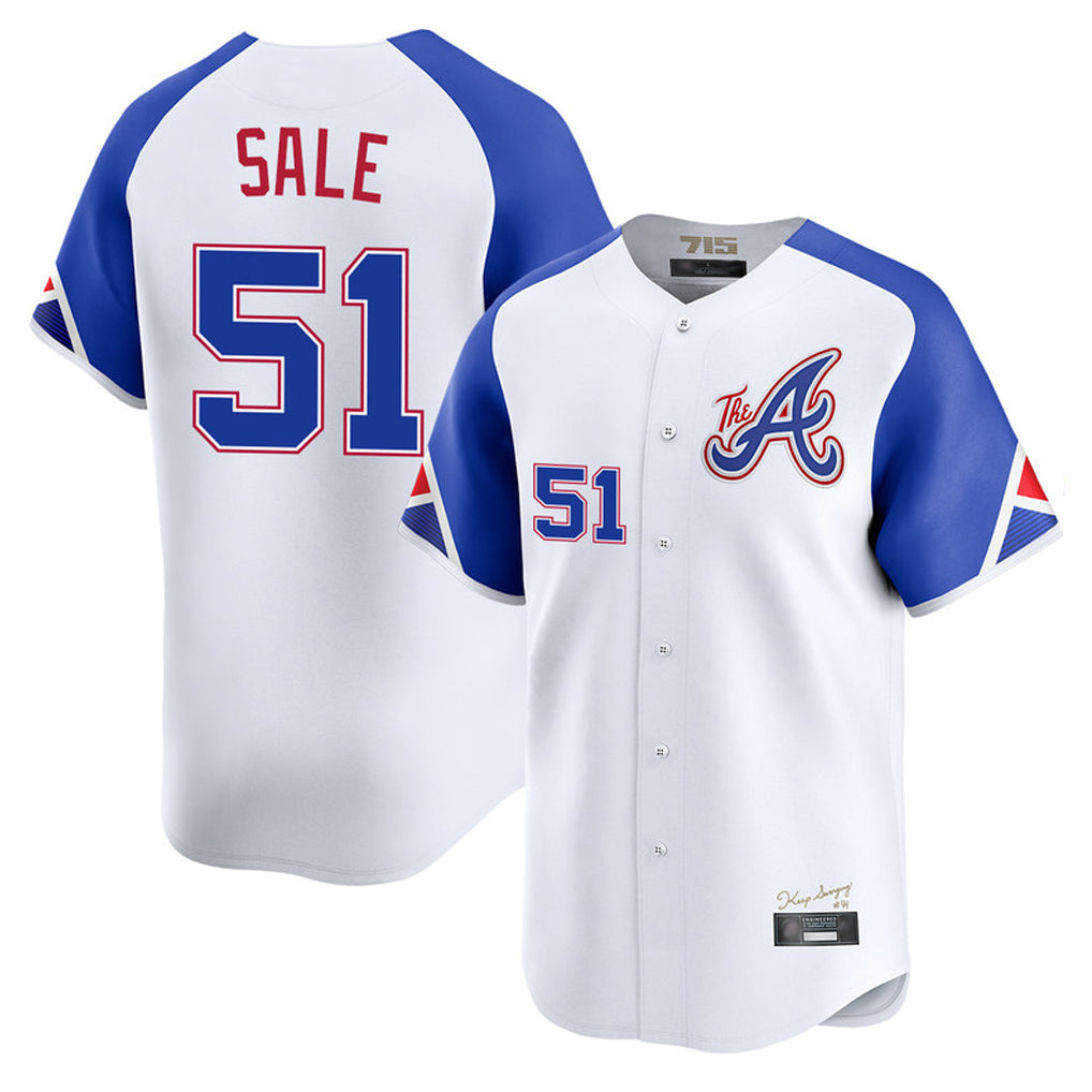 Atlanta Braves #51 Chris Sale Player White HeidiMiller City Connect Limited Home Game Stitched Jerseys