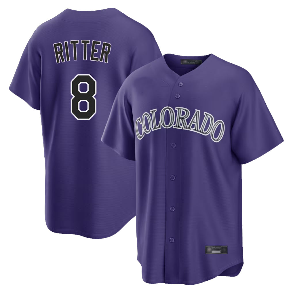 Colorado Rockies #8 Ryan Ritter Player Purple HeidiMiller Game Home Stitched Jerseys