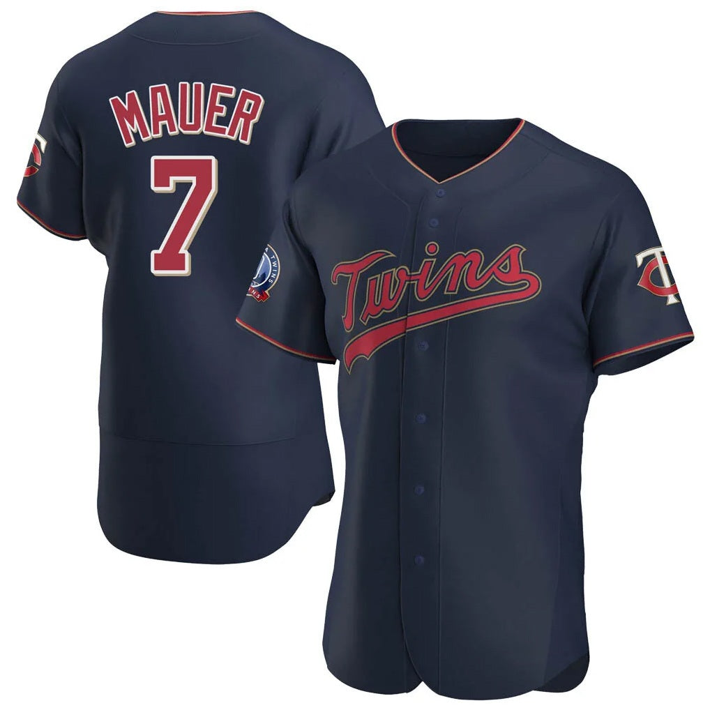 Minnesota Twins #7 Joe Mauer Player Navy HeidiMiller 60th Home Limited Elite Stitched Jerseys
